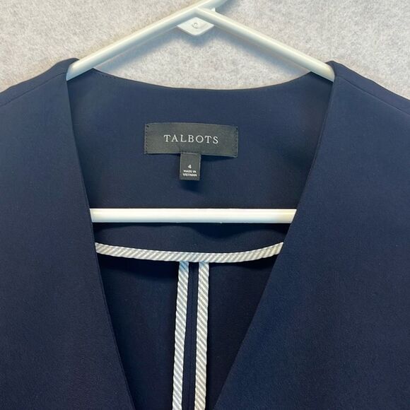 TALBOTS Women’s Blazer Size 4 Navy Blue Double-Breasted Career Jacket Lined Work - Picture 3 of 12